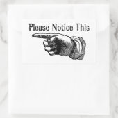 Sticker Rectangulaire Signal d'avertissement rétroactif : doigt pointant (Sac)