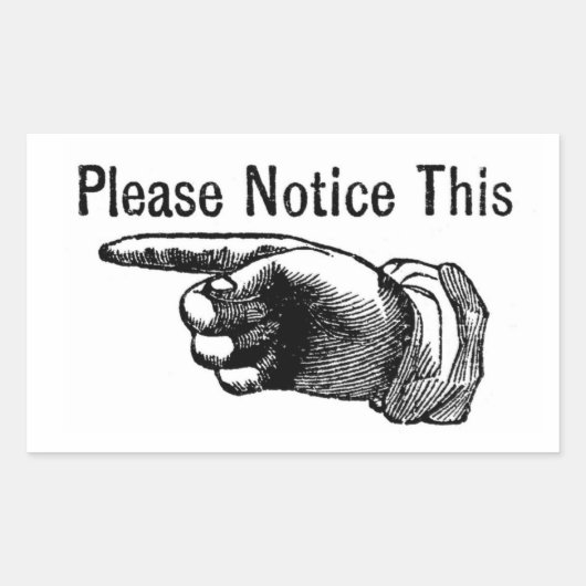 Sticker Rectangulaire Signal d'avertissement rétroactif : doigt pointant (Devant)