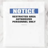 Sticker Rectangulaire Signal d'avis de zone réglementée (Sac)