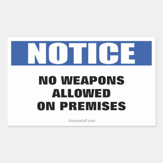Sticker Rectangulaire Signal d'avis d'interdiction d'armes (Devant)