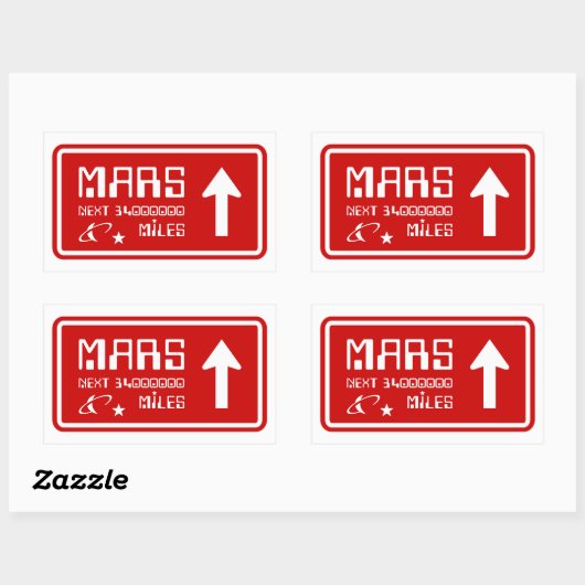 Sticker Rectangulaire Signal routier de Mars (Feuille)