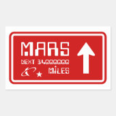 Sticker Rectangulaire Signal routier de Mars (Devant)