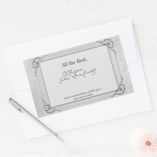 Sticker Rectangulaire Signature Silver Grey Auteur BookPlate Modèle (Enveloppe)