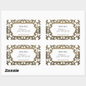Sticker Rectangulaire Signature Victorian Gold Auteur BookPlate Modèle (Feuille)