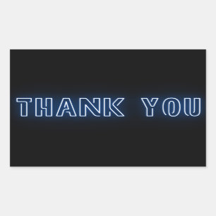 Sticker Rectangulaire SIGNE Bleu Néon Merci tendance