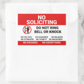 Sticker Rectangulaire Signe de non-sollicitation pour la porte d'entrée (Sac)