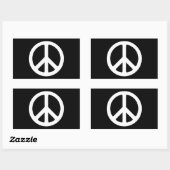 Sticker Rectangulaire Signe de paix noir et blanc (Feuille)