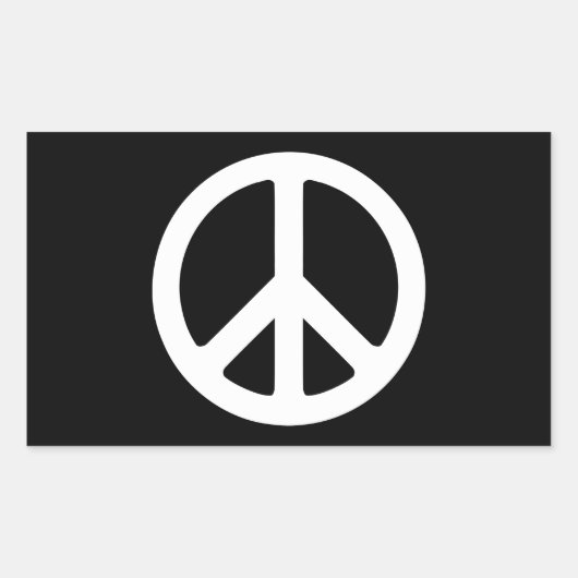 Sticker Rectangulaire Signe de paix noir et blanc (Devant)