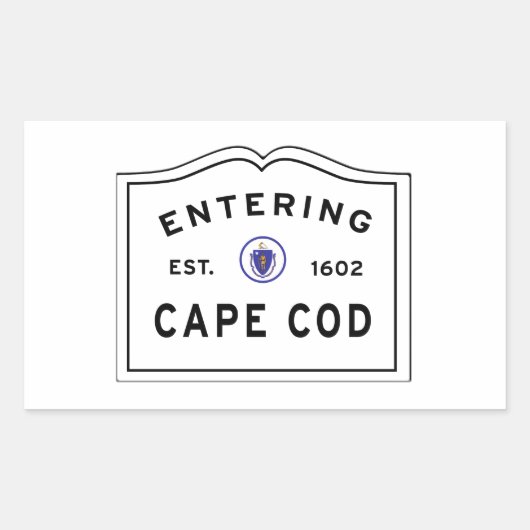 Sticker Rectangulaire SIGNE D'ENTRÉE DU Massachusetts DE Cape Cod (Devant)