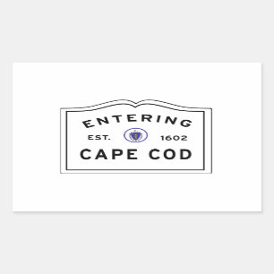 Sticker Rectangulaire Signe du Massachusetts de Cape Cod