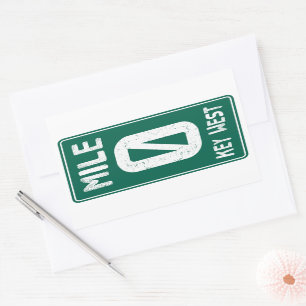 Sticker Rectangulaire SIGNE Mile 0 Key West Florida Vintage Road