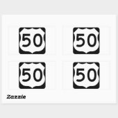 Sticker Rectangulaire SIGNE US Route 50 (Feuille)