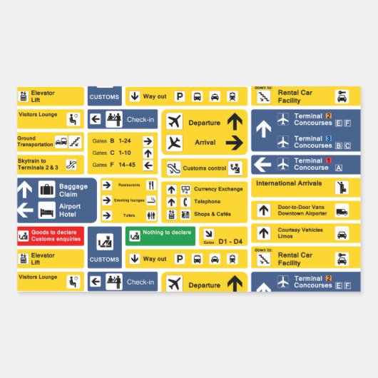 Sticker Rectangulaire Signes d'aéroport (Devant)