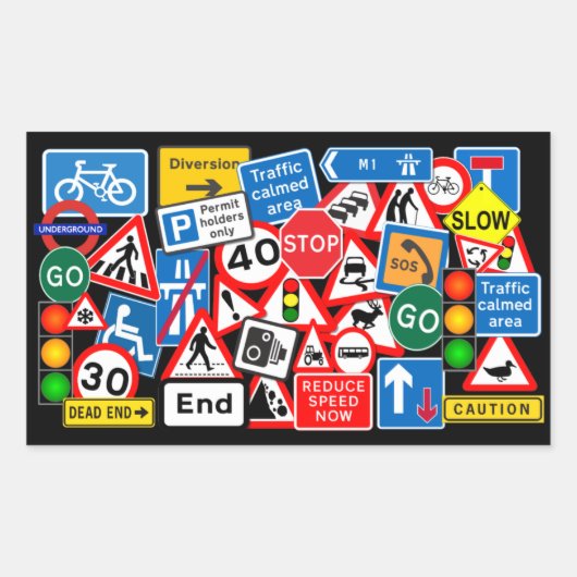 Sticker Rectangulaire Signes routiers colorés (Devant)