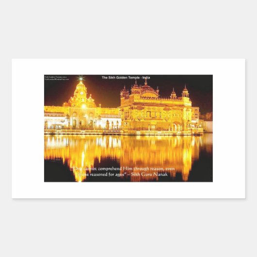 Sticker Rectangulaire Sikh Temple D'Or En Inde Cadeaux & Tee - shirts (Devant)