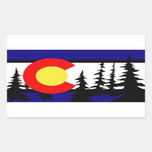 Sticker Rectangulaire Silhouette d'arbre de drapeau du Colorado