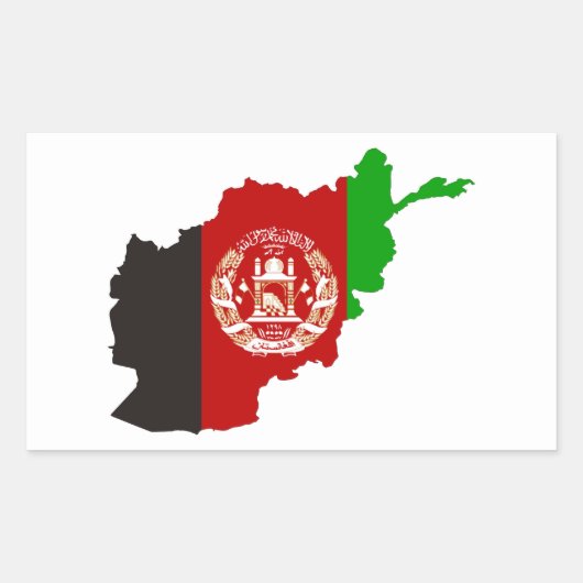 Sticker Rectangulaire silhouette de la carte du drapeau de l'afghanistan (Devant)