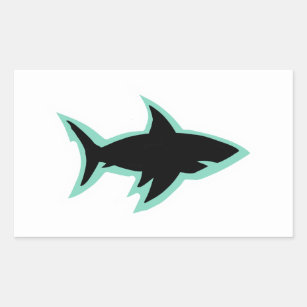 Sticker Rectangulaire silhouette de la fenêtre de requin contour blanc