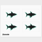 Sticker Rectangulaire silhouette de la fenêtre de requin contour blanc (Feuille)