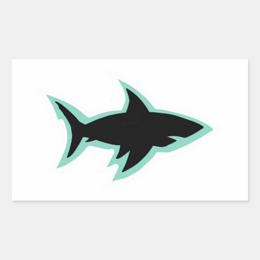 Sticker Rectangulaire silhouette de la fenêtre de requin contour blanc (Devant)
