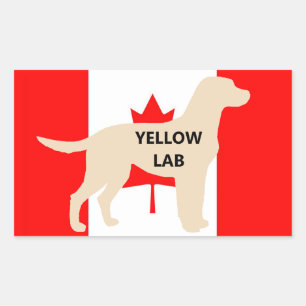 Sticker Rectangulaire Silhouette de labrador jaune sur drapeau