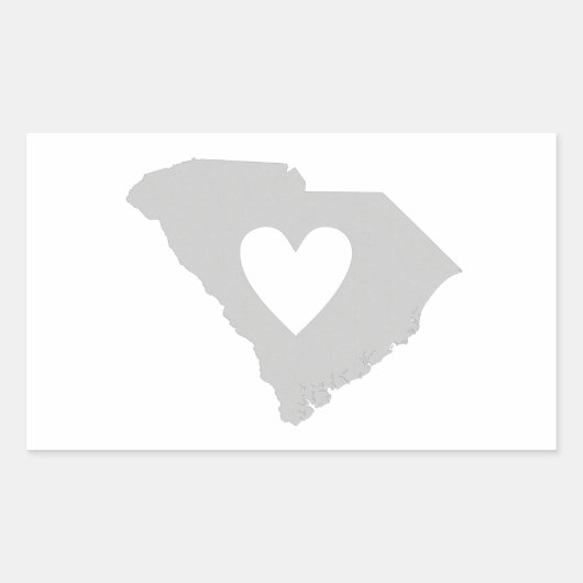 Sticker Rectangulaire Silhouette de l'état de Heart South Carolina (Devant)