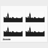 Sticker Rectangulaire Silhouette de New York noir et blanc (Feuille)