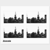 Sticker Rectangulaire Silhouette de New York noir et blanc (Feuille)