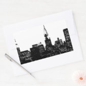 Sticker Rectangulaire Silhouette de New York noir et blanc (Enveloppe)