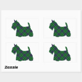Sticker Rectangulaire Silhouette de Terrier Écossais Tartan (Feuille)