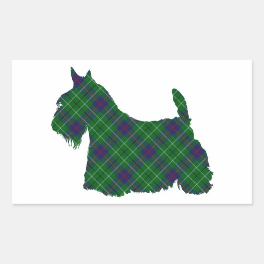 Sticker Rectangulaire Silhouette de Terrier Écossais Tartan (Devant)