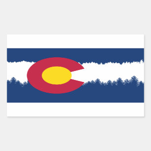Sticker Rectangulaire Silhouette de Treeline de drapeau du Colorado