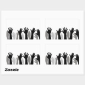 Sticker Rectangulaire Silhouette des mains levées, levage de mains, prot (Feuille)