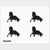 Sticker Rectangulaire Silhouette du cheval blanc noir (Feuille)