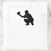 Sticker Rectangulaire Silhouette du joueur de baseball noir (Sac)