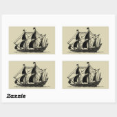 Sticker Rectangulaire Silhouette du navire avec voiles de billage (Feuille)