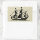 Sticker Rectangulaire Silhouette du navire avec voiles de billage (Sac)
