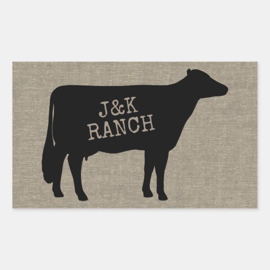 Sticker Rectangulaire Silhouette noire de vache du Holstein (Devant)