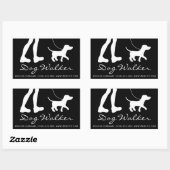 Sticker Rectangulaire Silhouette Stylé Marcheur De Chien Noir Et Blanc (Feuille)