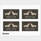 Sticker Rectangulaire Silhouettes Dachshund avec coeur et texte (Feuille)