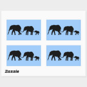Sticker Rectangulaire Silhouettes de 3 éléphants tenant des rails (Feuille)