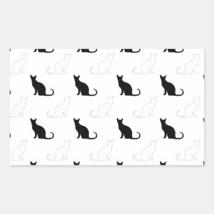 Sticker Rectangulaire Silhouettes de chats noirs et blancs