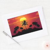 Sticker Rectangulaire Silhouettes de palmiers couchés de soleil (Enveloppe)