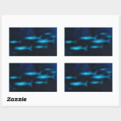 Sticker Rectangulaire Silhouettes de poisson bleu translucide (Feuille)