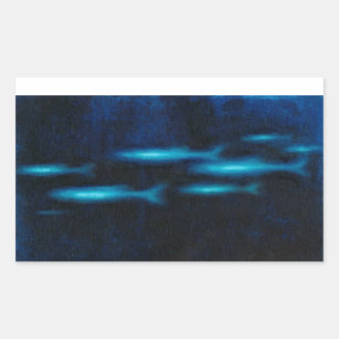 Sticker Rectangulaire Silhouettes de poisson bleu translucide