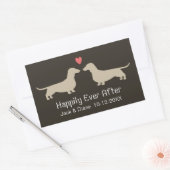 Sticker Rectangulaire Silhouettes de teckel avec cœur et texte (Enveloppe)