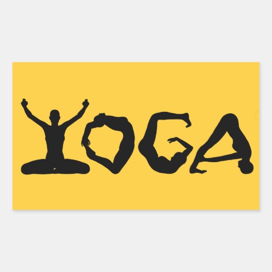 Sticker Rectangulaire Silhouettes de yoga (Devant)