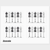 Sticker Rectangulaire silhouettes mannequins de mode vintage (Feuille)