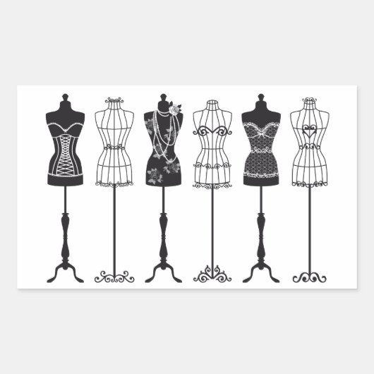 Sticker Rectangulaire silhouettes mannequins de mode vintage (Devant)