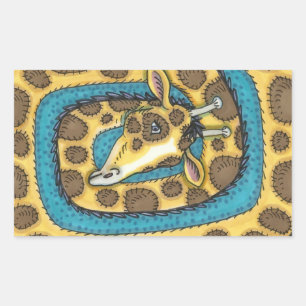 STICKER RECTANGULAIRE SILLEMENT GIRAFFE LONG COU ET SPOTS, FUNNY FOLK AR